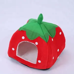 Autumn Winter Cat House Lovely Soft Kitten Warm Cushion New Arrival strawberry folding cute cat nest strawberry pet bed