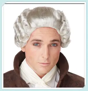 Adult Mens Grey 18th Century Party Synthetic Peruke Wigs HPC-0063