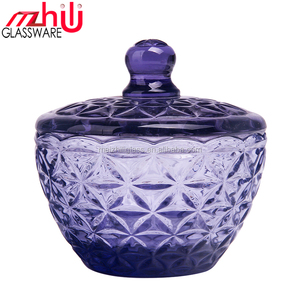 RCJ1002 retro <strong>big</strong> size Italy bubble sugar Pot, retro anaglyph glass <strong>jar</strong>, glass handmade pot - Product Image 1