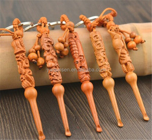 자연 복숭아 나무 조각 국자 키 체인 - Product Image 6