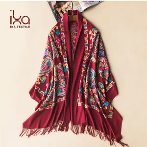 Al por mayor señora cálido invierno de Cachemira como bordado Original Pashmina bufanda manta bufanda chal precio