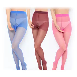 Mens Crotchless Pantyhose Hollow Out Stretchy Tights Lace Trimming  Stockings