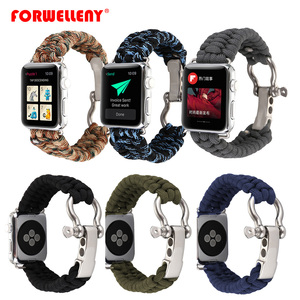 Parachute Lanyard Weaved Cloth Strap <strong>Replacement</strong> <strong>Watchband</strong> for Apple Watch Series 1 2 3 4 44mm 40mm