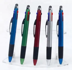 4 color pen with stylus custom good quality stylus multicolor 4 color ink ball pen with stylus