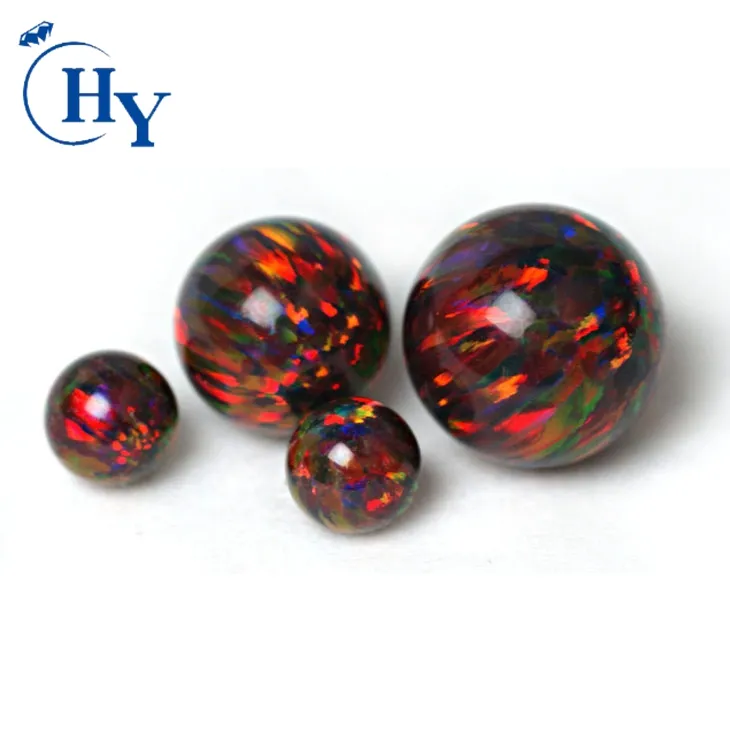 Synthetischer feuerroter Opal für Schmuck kugelform Opal stein perlen