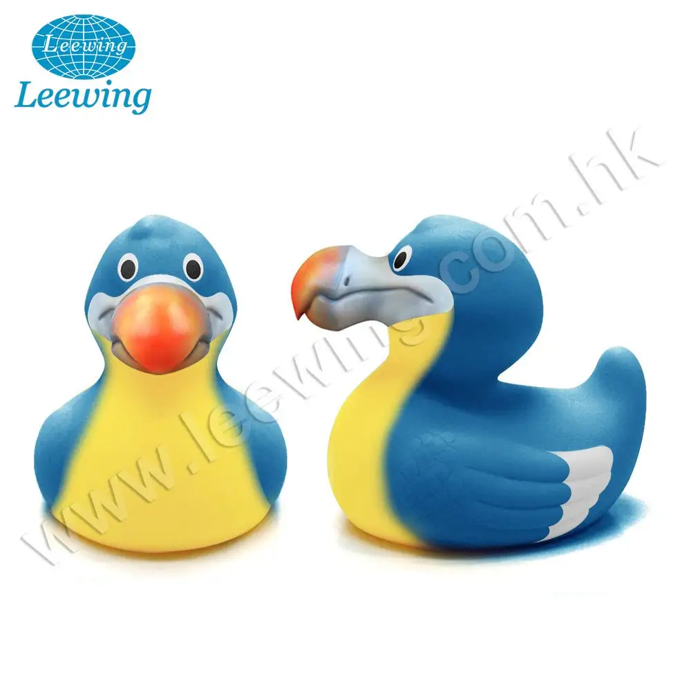 Einzigartiger Werbe geschenk artikel Kunststoff PVC Vinyl Quietschendes Bades pielzeug für Kinder und Erwachsene Tier Dodo Bird Blue Logo Gedruckte Gummi ente