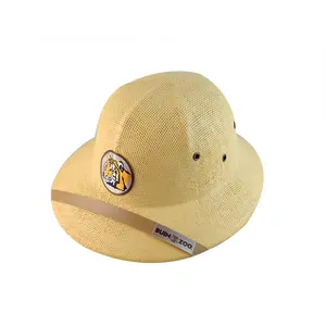 Helm Topi Jerami Keras, Topi Matahari Safari Afrika untuk Pria dengan Logo Kustom