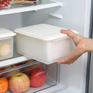 Caixa de plástico organizador escorredor, rack de drenagem caixa de armazenamento de geladeira