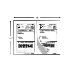 Half Sheet Blank Adhesive Shipping Labels 2 per sheet