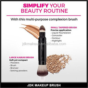 <span class=keywords><strong>Pinceau</strong></span> de maquillage Kabuki rétractable double embout de qualité supérieure avec capuchon, poils synthétiques vegan et sans cruauté <span class=keywords><strong>pour</strong></span> poudre et crème - Product Image 3
