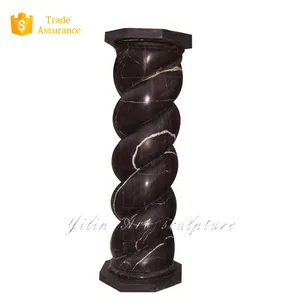 Black Spiral Column Stone Carving Sculpture YL-L096