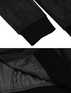 Custom High Quality <strong>Man</strong> Black Varsity <strong>Jacket</strong> <strong>Suede</strong> Bomber <strong>Jacket</strong> Wholesale - Product Image 4