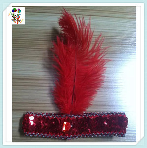 رخيصة الزعنفة زي حفلة تنكرية ترتر أحمر مرونة ريشة رباطات HPC-1576 - Product Image 3