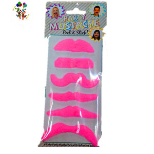 Ensemble de 6 pièces auto-adhésifs, barbe artificielle amusante et élégante de couleur rose, <span class=keywords><strong>moustache</strong></span> HPC-1657 - Product Image 1