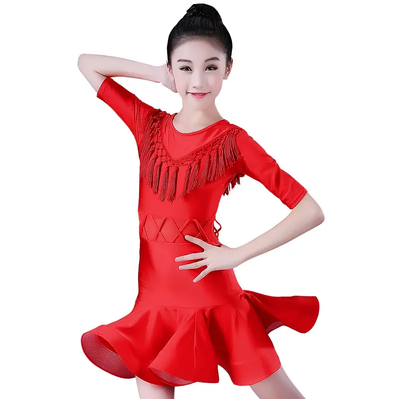 Neue Design Fringe Latin Dance Kleid Kostüme für Latin Dance Wettbewerb und Dance Leistung