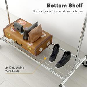 Rail à vêtements roulant robuste sur roulettes avec couvercle transparent, hauteur réglable, présentoir de magasin de vêtements, étagères de présentation, support - Product Image 4