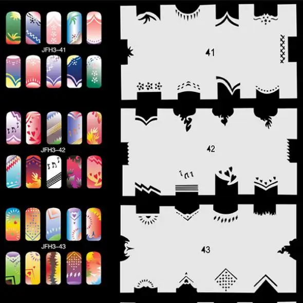 20 Sheets/Lotto 240 Disegni Differenti Airbrush Nail STENCIL Template Set No. 3