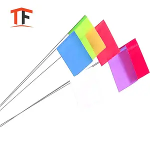 Custom wire stake line marking flags for agriculture