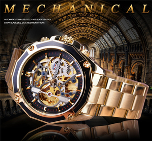 FORSINING-reloj mecánico automático para hombre, con diseño 3D real, esfera dorada, WINNER, 119 - Product Image 3