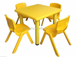 Meubles de salle de classe préscolaire facile à assembler, table et chaise en plastique carrée pour enfants, bon marché pour la maison - Product Image 4