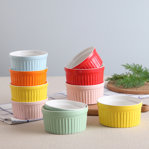 Petit plat en céramique gaufrée écologique de style européen pour la cuisson de gâteaux, ramequin en grès pour crème brûlée et mini-desserts - Product Image 2