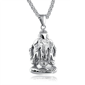 Marlary, regalo de moda, joyería Punk, collar con colgante de elefante hindú Ganesh de acero inoxidable - Product Image 2