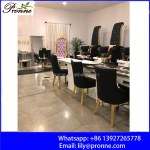Nail <span class=keywords><strong>lounge</strong></span>-sillas de pedicura doradas y negras, estilo barroco, con bol para pedicura - Product Image 2