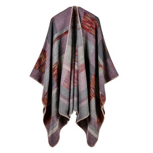 2017 nuovo marchio da donna Poncho <span class=keywords><strong>Cashmere</strong></span> berretti alla moda <span class=keywords><strong>Plaid</strong></span> di grandi dimensioni sciarpa calda spessa Poncho invernale coperta in maglia Echarpe Pashmina - Product Image 4