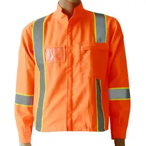 ZUJA厂家直销荧光橙色夹克高能见度道路工作服