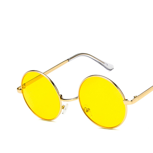 Jaspeer hombres moda gafas de sol metal pequeño negro coreano sol <span class=keywords><strong>verde</strong></span> oscuro Unisex gafas de sol redondas - Product Image 5