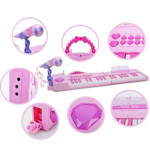 Piano Electrónico Plegable Musical de 37 Teclas con Micrófono - Juguete de Mezcla de Melodías, Piano Eléctrico Plegable Rosa Princesa - Product Image 5
