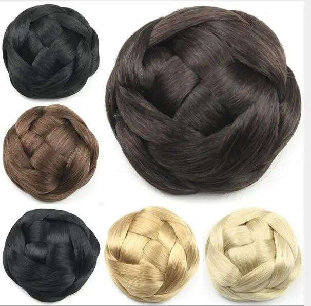 DEKEY 6 Colors Synthetic Hair Braided Chignon Knitted Blonde Hair Bun Donut Roller Hairpieces Hairpiece Accessories for Women