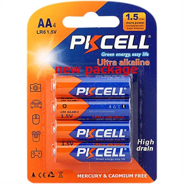 PKCELL AA alkalin pil boyutu LR6 AA istiridye kabuğu alkali Pilas AA 24 adet paketi 1.5Volt 5 kuru pil