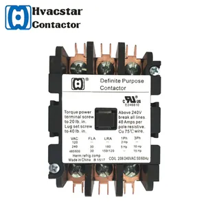 Hvac refrigerador eléctrico fase única ac magnético propósito definitivo contactor 3 polos aire acondicionado