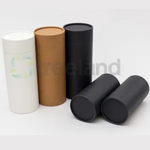 Brown white kraft paper <strong>coffee</strong> cardboard <strong>tube</strong> packaging biodegradable recycled  black based - Product Image 1