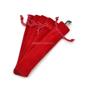 Kırmızı kadife kalem kılıfı kol tutucu tek kalem çantası durumda kalem çantası