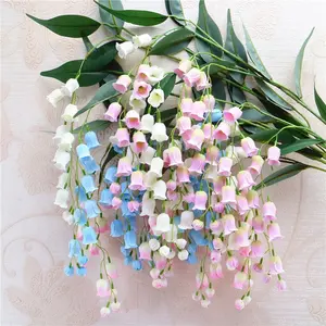 S-1237 2019 Venta caliente de ramo de novia Real tacto Artificial flores de lirio de los valles para la boda