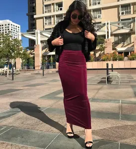 2019 नई फैशन गर्म बिक्री मुस्लिम महिलाओं मखमल स्कर्ट आधा स्कर्ट