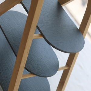 Soporte para pastel <span class=keywords><strong>de</strong></span> boda, piedra <span class=keywords><strong>de</strong></span> pizarra natural negra, garantía comercial, fabricante, 3 niveles - Product Image 2