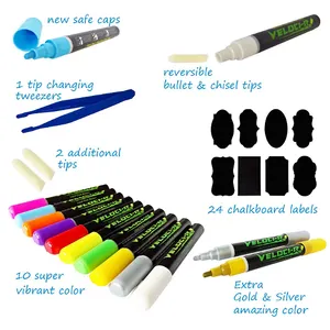 Environmental Chalk Markers Chalkboard Erasable Dustless Water Based Liquid Wet Erase Pen 3ミリメートル細線先端ガラスマーカー