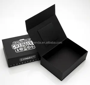 Benutzerdefinierte karton papier gedruckt schwarz starre magnetische buch verpackung geschenk box mit EVA schaum einfügen