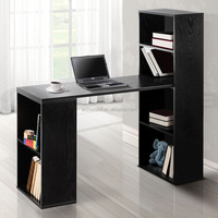 Table de travail pour ordinateur d'étudiant en mélamine de bois avec étagères pour le bureau à domicile en couleur blanche, pas cher