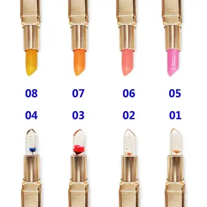 Wholesale color change lip balm private label makeup clear lipstick with flower