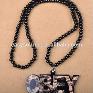 de haute qualité de conception personnalisée de camouflage obéir hip hop pendentif en bois de bonne collier acrylique