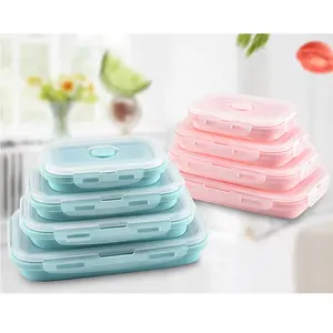 Professional Supplier BPA Free Silicone Collapsible Lunch Box Foldable Meal Prep Silicone Storage Container
