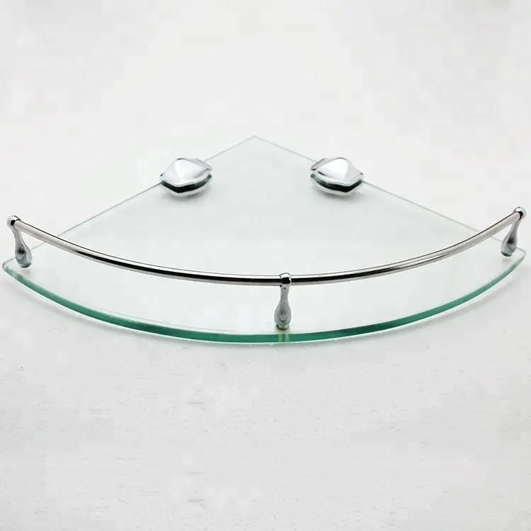 Настенный угловой треугольный стеклянный держатель для шампуня в ванную комнату