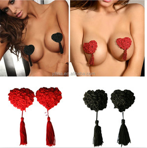 Copricapezzoli Sexy NC013 Autoadesivi, Copricapezzoli a Forma di Rosa Rossa con Nappina Rossa per Ragazze Sexy - Product Image 6