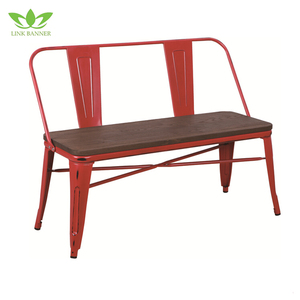 Industrial comedor <span class=keywords><strong>Banco</strong></span> 2 Persona madera Vintage Metal del asiento <span class=keywords><strong>respaldo</strong></span> - Product Image 4