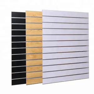 15mm slatwall MDF slotted board MDF slatwall panel 7 grooved slots for display white color matt surface