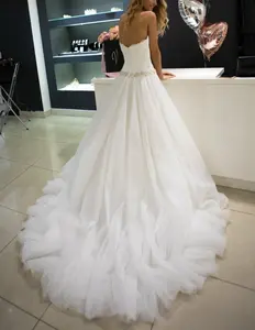Ball Gown Wedding dress in Stock Brand Simple Beach Bridal Gowns Sexy Open Deep V-neck Wedding dress Cheap Bridal dress